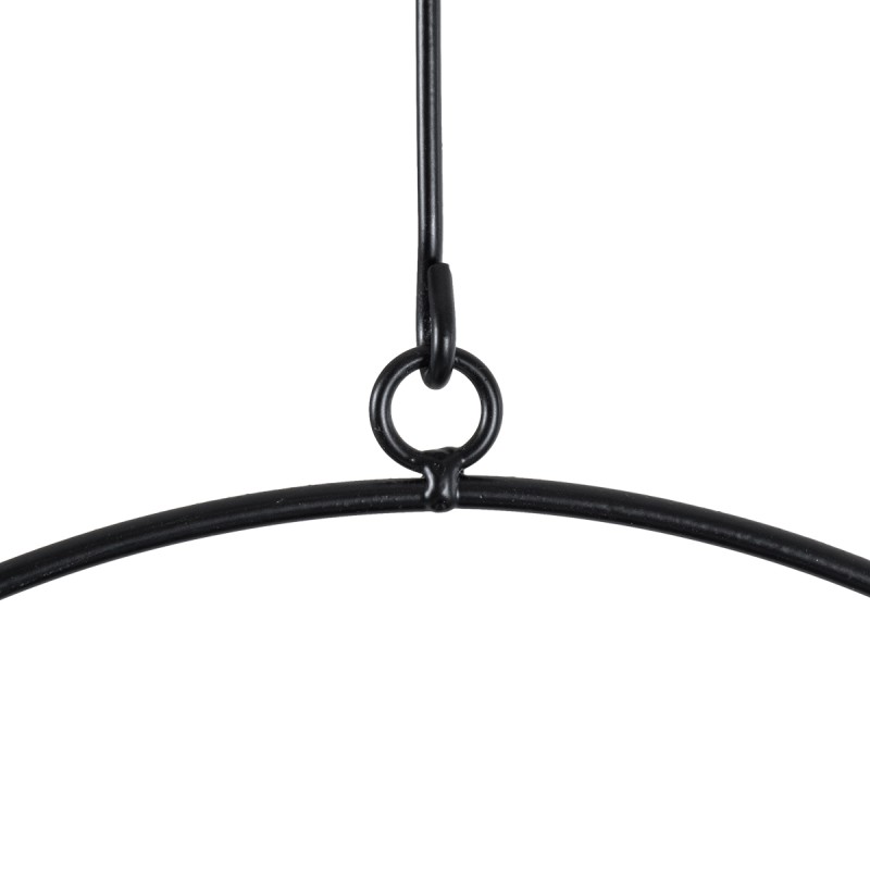 GloboStar® Artificial Garden TILOS 20485 Κρεμαστό Μεταλλικό Κασπώ Γλάστρα - Flower Pot Μαύρο Φ35cm x Υ15cm