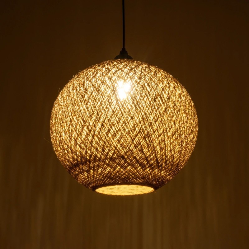 GLOBOSTAR® SOLEI 205-0001 Boho Κρεμαστό Φωτιστικό Οροφής με Ντουί 1 x E27 AC 220-240V IP20 - Μπεζ - M40 x Π40 x Υ45cm