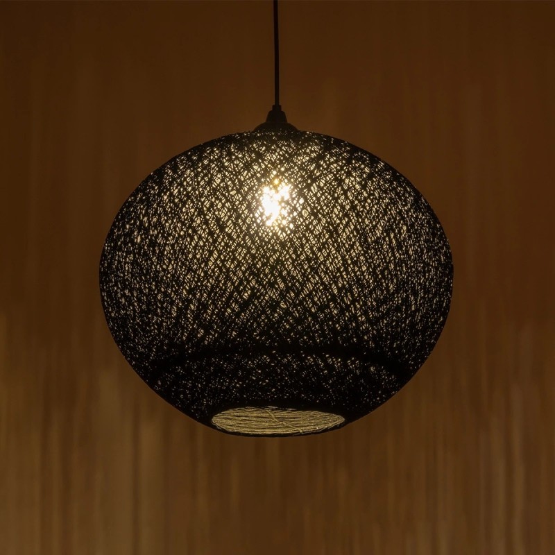 GLOBOSTAR® SOLEI 205-0004 Boho Κρεμαστό Φωτιστικό Οροφής με Ντουί 1 x E27 AC 220-240V IP20 - Μαύρο - M40 x Π40 x Υ45cm