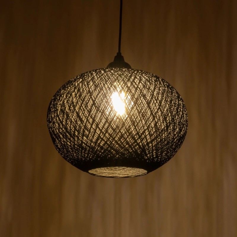 GLOBOSTAR® SOLEI 205-0005 Boho Κρεμαστό Φωτιστικό Οροφής με Ντουί 1 x E27 AC 220-240V IP20 - Μαύρο - M30 x Π30 x Υ35cm