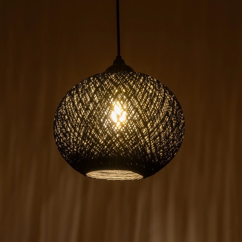 GLOBOSTAR® SOLEI 205-0006 Boho Κρεμαστό Φωτιστικό Οροφής με Ντουί 1 x E27 AC 220-240V IP20 - Μαύρο - M20 x Π20 x Υ25cm