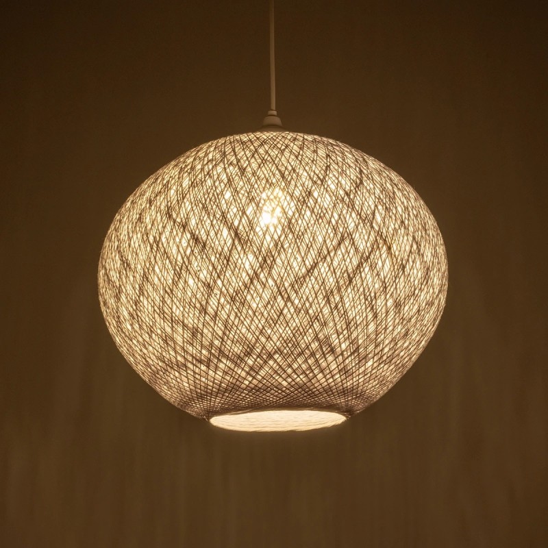 GLOBOSTAR® SOLEI 205-0007 Boho Κρεμαστό Φωτιστικό Οροφής με Ντουί 1 x E27 AC 220-240V IP20 - Λευκό - M40 x Π40 x Υ45cm