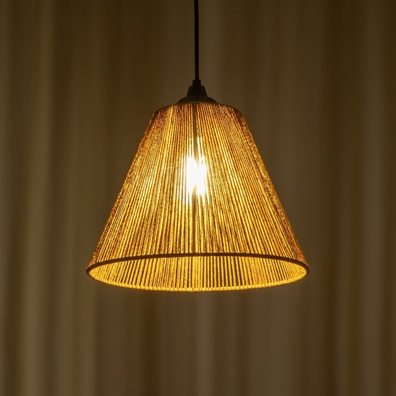 GLOBOSTAR® HUTT 205-0017 Boho Κρεμαστό Φωτιστικό Οροφής με Ντουί 1 x E27 AC 220-240V IP20 - Μπεζ - M25 x Π25 x Υ20cm