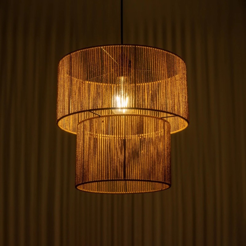 GLOBOSTAR® ROXXI 205-0019 Boho Κρεμαστό Φωτιστικό Οροφής με Ντουί 1 x E27 AC 220-240V IP20 - Μπεζ - M35 x Π35 x Υ37cm