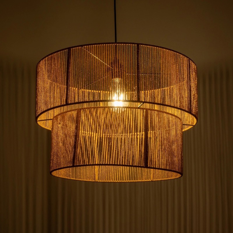 GLOBOSTAR® ROXXI 205-0020 Boho Κρεμαστό Φωτιστικό Οροφής με Ντουί 1 x E27 AC 220-240V IP20 - Μπεζ - M50 x Π50 x Υ36cm