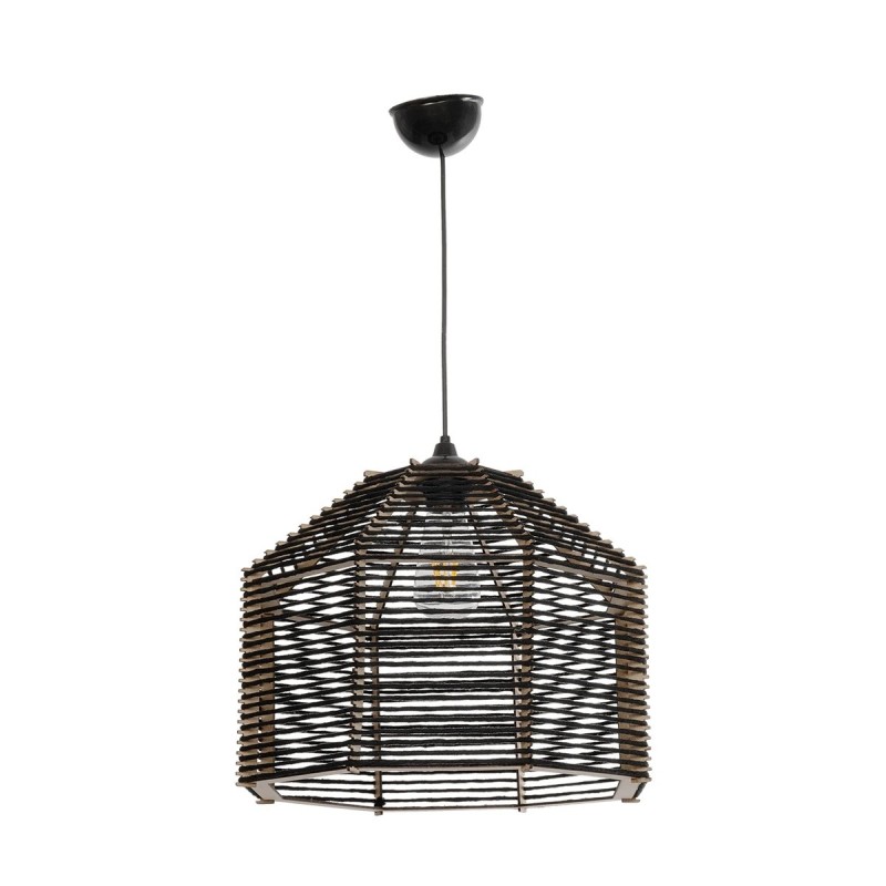 GLOBOSTAR® VORK 205-0027 Boho Κρεμαστό Φωτιστικό Οροφής με Ντουί 1 x E27 AC 220-240V IP20 - Μαύρο - M40 x Π40 x Υ36cm