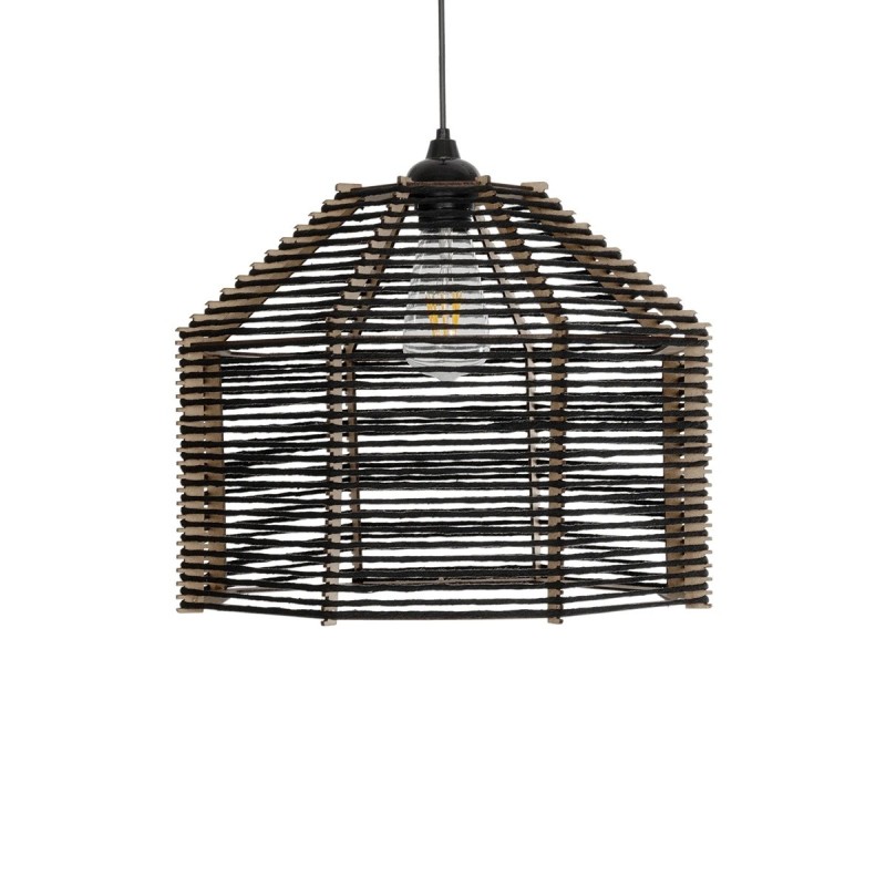 GLOBOSTAR® VORK 205-0027 Boho Κρεμαστό Φωτιστικό Οροφής με Ντουί 1 x E27 AC 220-240V IP20 - Μαύρο - M40 x Π40 x Υ36cm