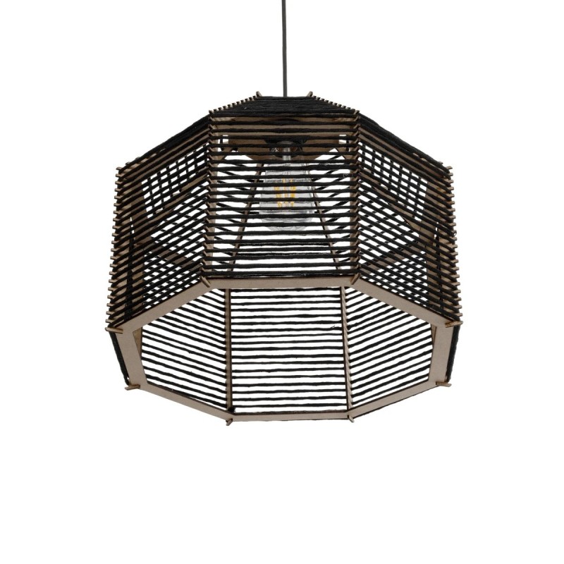 GLOBOSTAR® VORK 205-0027 Boho Κρεμαστό Φωτιστικό Οροφής με Ντουί 1 x E27 AC 220-240V IP20 - Μαύρο - M40 x Π40 x Υ36cm