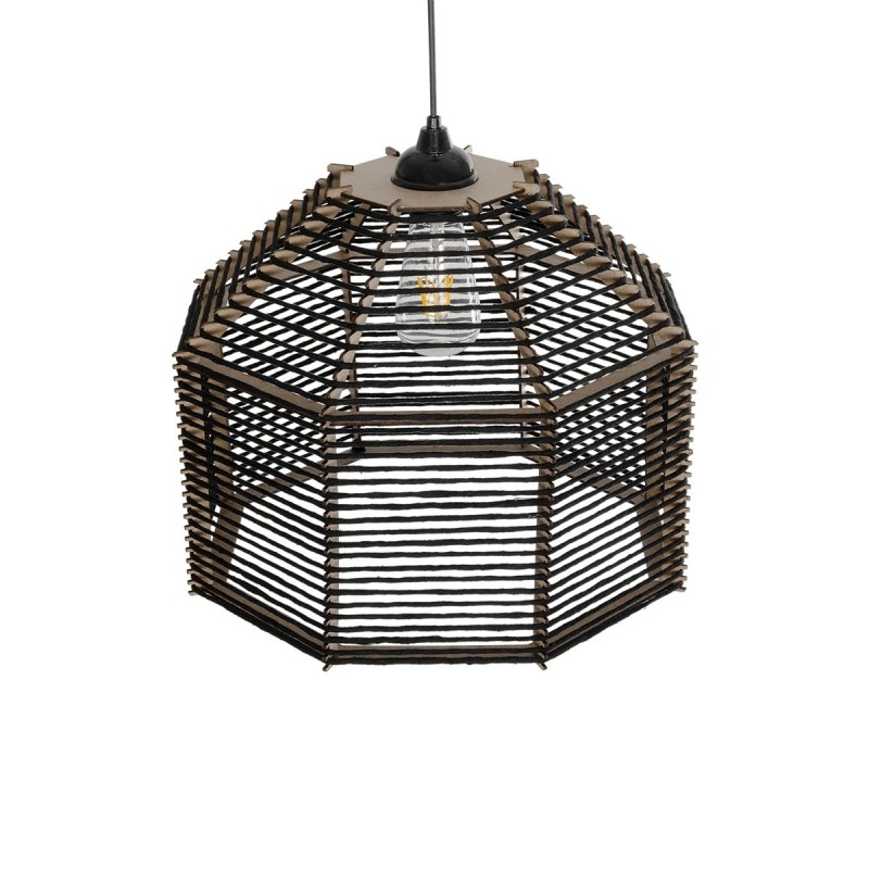 GLOBOSTAR® VORK 205-0027 Boho Κρεμαστό Φωτιστικό Οροφής με Ντουί 1 x E27 AC 220-240V IP20 - Μαύρο - M40 x Π40 x Υ36cm