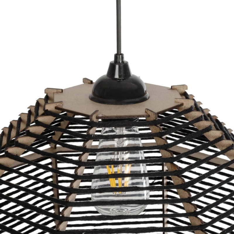 GLOBOSTAR® VORK 205-0027 Boho Κρεμαστό Φωτιστικό Οροφής με Ντουί 1 x E27 AC 220-240V IP20 - Μαύρο - M40 x Π40 x Υ36cm