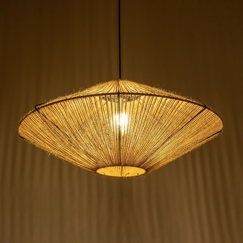 GLOBOSTAR® OVNI 205-0029 Boho Κρεμαστό Φωτιστικό Οροφής με Ντουί 1 x E27 AC 220-240V IP20 - Μπεζ - M60 x Π60 x Υ29cm