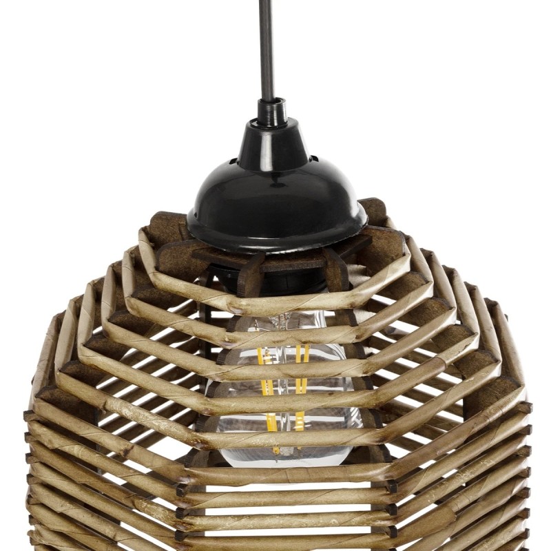 GLOBOSTAR® JUTTO 205-0040 Boho Κρεμαστό Φωτιστικό Οροφής με Ντουί 1 x E27 AC 220-240V IP20 - Μπεζ - M20 x Π20 x Υ18cm