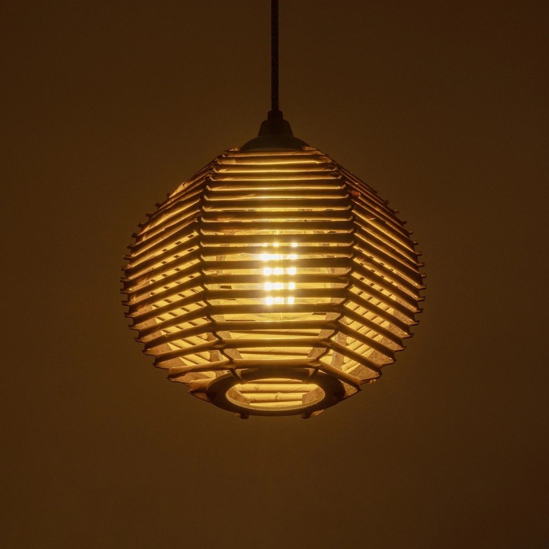 GLOBOSTAR® JUTTI 205-0041 Boho Κρεμαστό Φωτιστικό Οροφής με Ντουί 1 x E27 AC 220-240V IP20 - Μπεζ - M20 x Π20 x Υ18cm