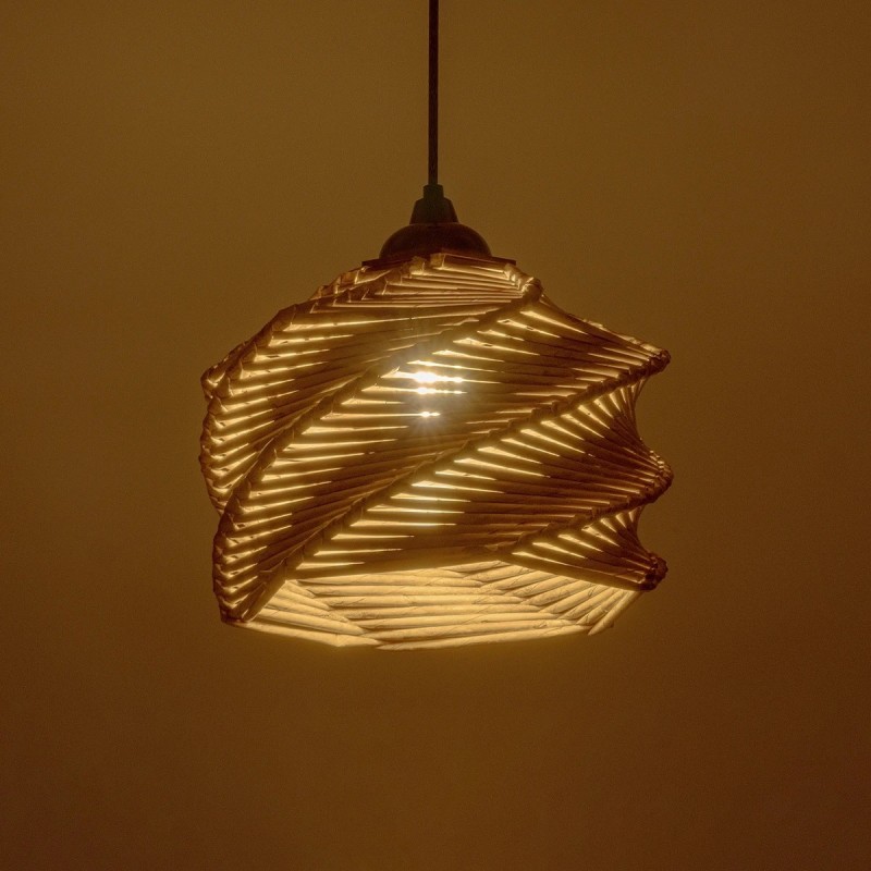 GLOBOSTAR® HUSLE 205-0044 Boho Κρεμαστό Φωτιστικό Οροφής με Ντουί 1 x E27 AC 220-240V IP20 - Μπεζ - M24 x Π24 x Υ21cm