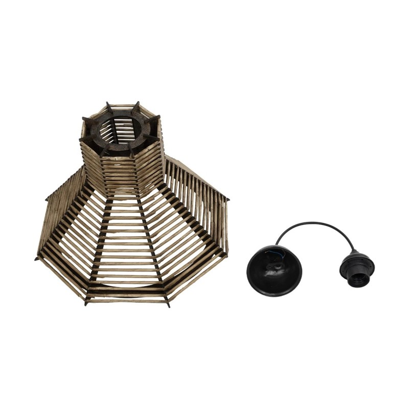 GLOBOSTAR® MEGALISTO 205-0051 Boho Κρεμαστό Φωτιστικό Οροφής με Ντουί 1 x E27 AC 220-240V IP20 - Μπεζ - M40 x Π40 x Υ26cm