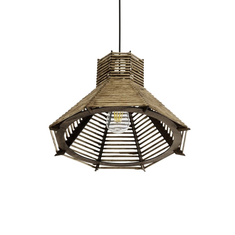 GLOBOSTAR® MEGALISTO 205-0051 Boho Κρεμαστό Φωτιστικό Οροφής με Ντουί 1 x E27 AC 220-240V IP20 - Μπεζ - M40 x Π40 x Υ26cm