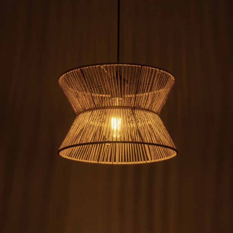 GLOBOSTAR® UPCONE 205-0055 Boho Κρεμαστό Φωτιστικό Οροφής με Ντουί 1 x E27 AC 220-240V IP20 - Μπεζ - M30 x Π30 x 21cm