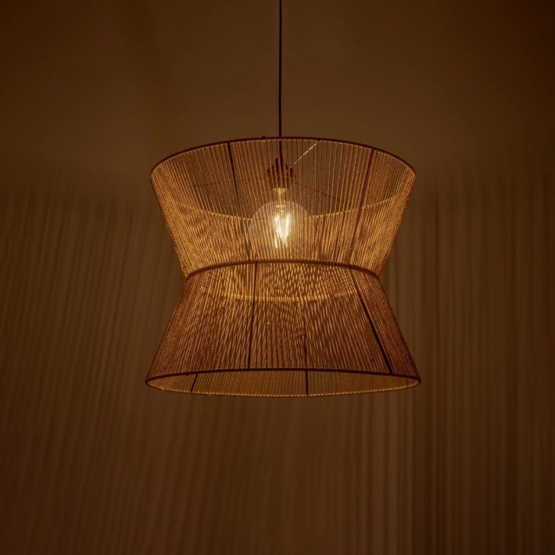 GLOBOSTAR® UPCONE 205-0056 Boho Κρεμαστό Φωτιστικό Οροφής με Ντουί 1 x E27 AC 220-240V IP20 - Μπεζ - M50 x Π50 x 43cm