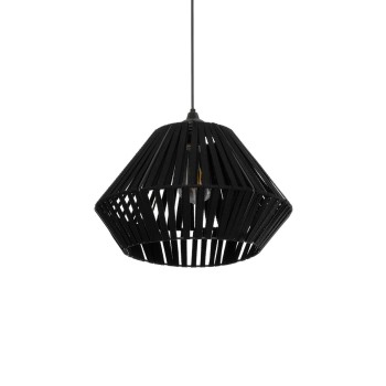 GLOBOSTAR® NUI 205-0061 Boho Κρεμαστό Φωτιστικό Οροφής με Ντουί 1 x E27 AC 220-240V IP20 - Μαύρο - M36 x Π36 x Υ27cm