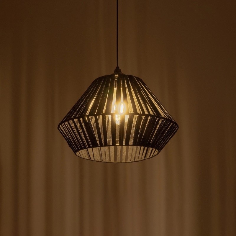 GLOBOSTAR® NUI 205-0061 Boho Κρεμαστό Φωτιστικό Οροφής με Ντουί 1 x E27 AC 220-240V IP20 - Μαύρο - M36 x Π36 x Υ27cm