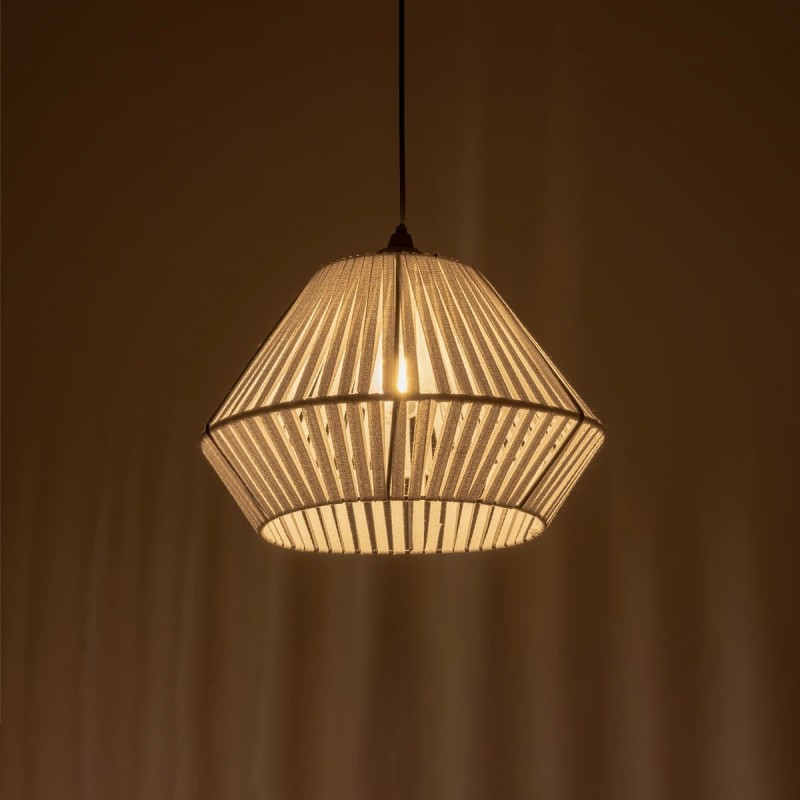 GLOBOSTAR® NUI 205-0063 Boho Κρεμαστό Φωτιστικό Οροφής με Ντουί 1 x E27 AC 220-240V IP20 - Λευκό - M36 x Π36 x Υ27cm