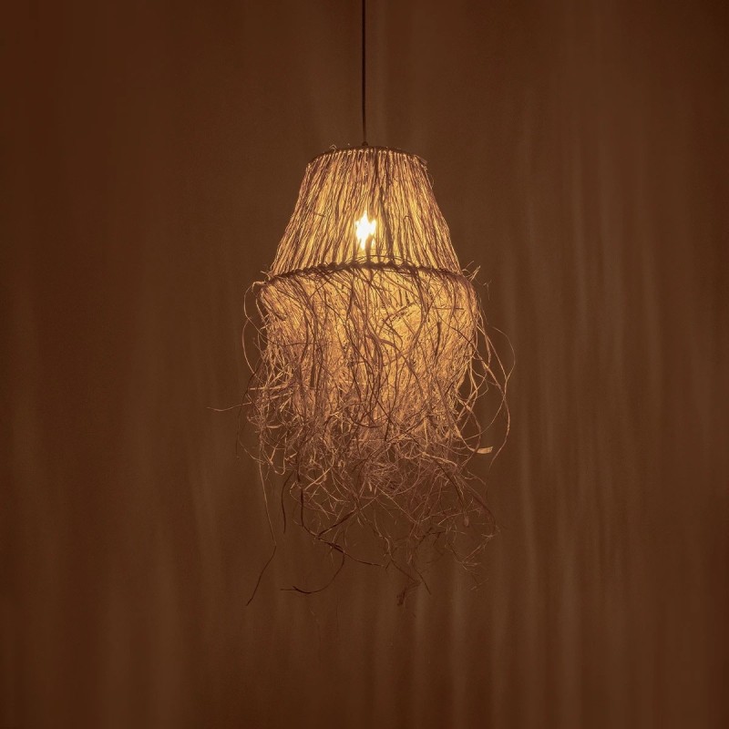 GLOBOSTAR® HERBE 205-0073 Boho Κρεμαστό Φωτιστικό Οροφής με Ντουί 1 x E27 AC 220-240V IP20 - Μπεζ - M30 x Π30 x Υ40cm