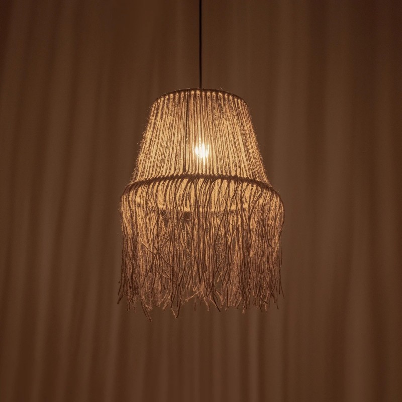 GLOBOSTAR® ROKA 205-0075 Boho Κρεμαστό Φωτιστικό Οροφής με Ντουί 1 x E27 AC 220-240V IP20 - Μπεζ - M30 x Π30 x Υ45cm