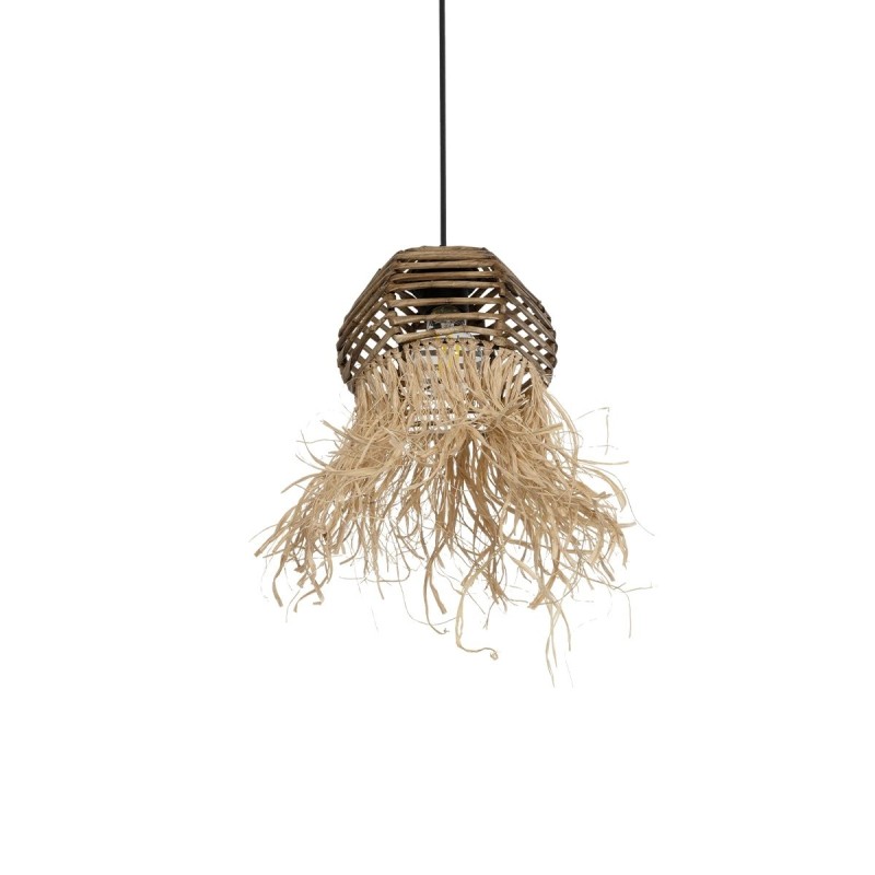 GLOBOSTAR® RIKTA 205-0077 Boho Κρεμαστό Φωτιστικό Οροφής με Ντουί 1 x E27 AC 220-240V IP20 - Μπεζ - M20 x Π20 x Υ30cm