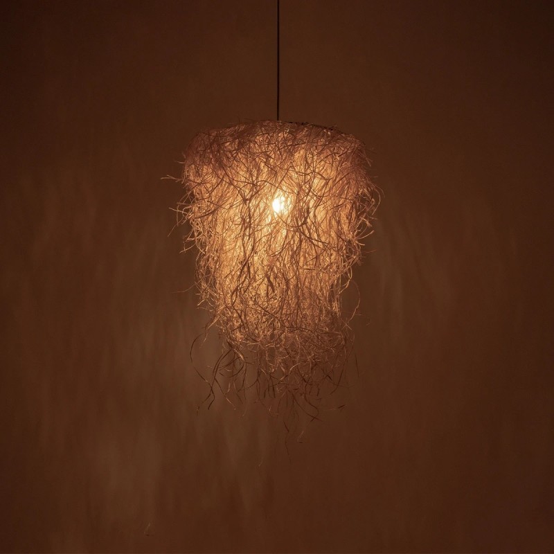 GLOBOSTAR® LIETUS 205-0079 Boho Κρεμαστό Φωτιστικό Οροφής με Ντουί 1 x E27 AC 220-240V IP20 - Μπεζ - M45 x Π45 x Υ50cm