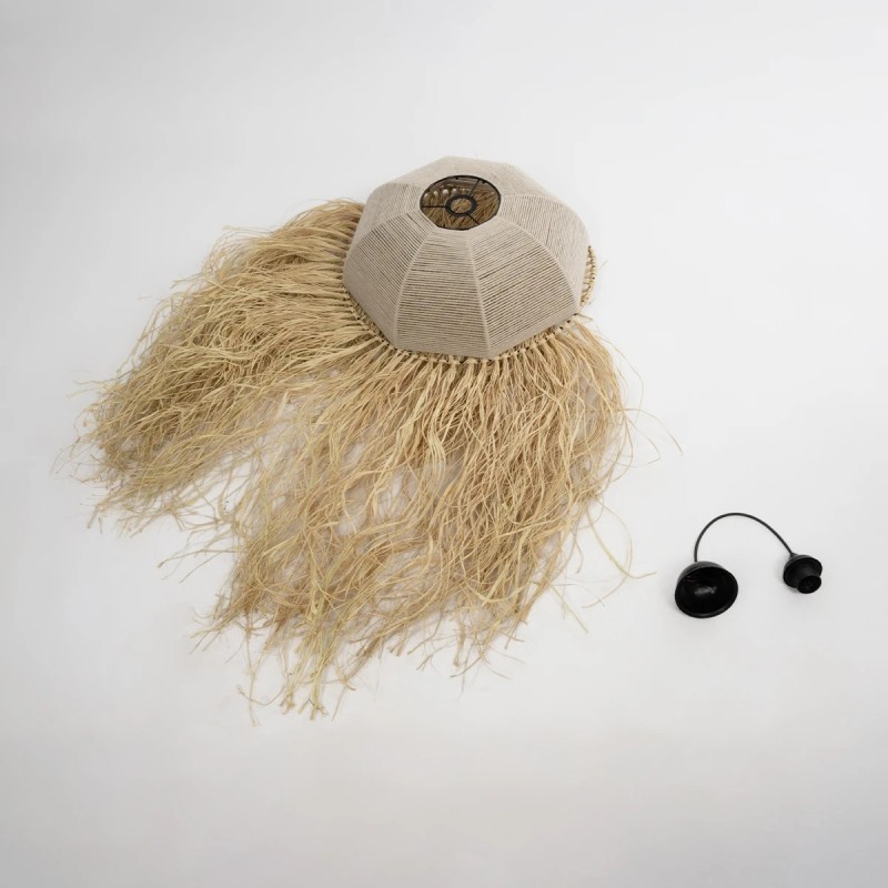 GLOBOSTAR® PLUVIA 205-0080 Boho Κρεμαστό Φωτιστικό Οροφής με Ντουί 1 x E27 AC 220-240V IP20 - Μπεζ - M50 x Π50 x Υ80cm