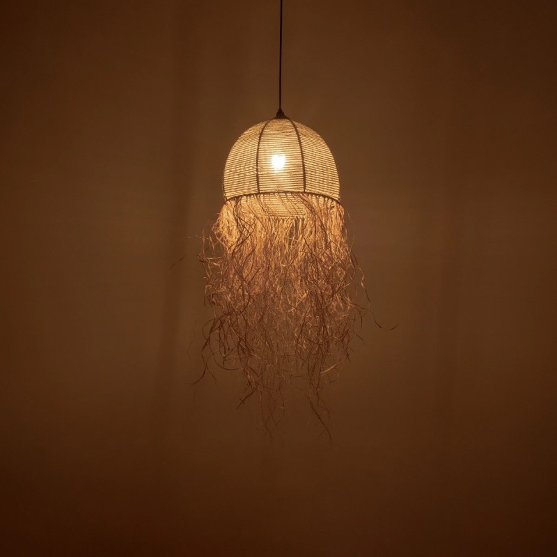 GLOBOSTAR® PLUVIA 205-0082 Boho Κρεμαστό Φωτιστικό Οροφής με Ντουί 1 x E27 AC 220-240V IP20 - Μπεζ - M30 x Π30 x Υ70cm