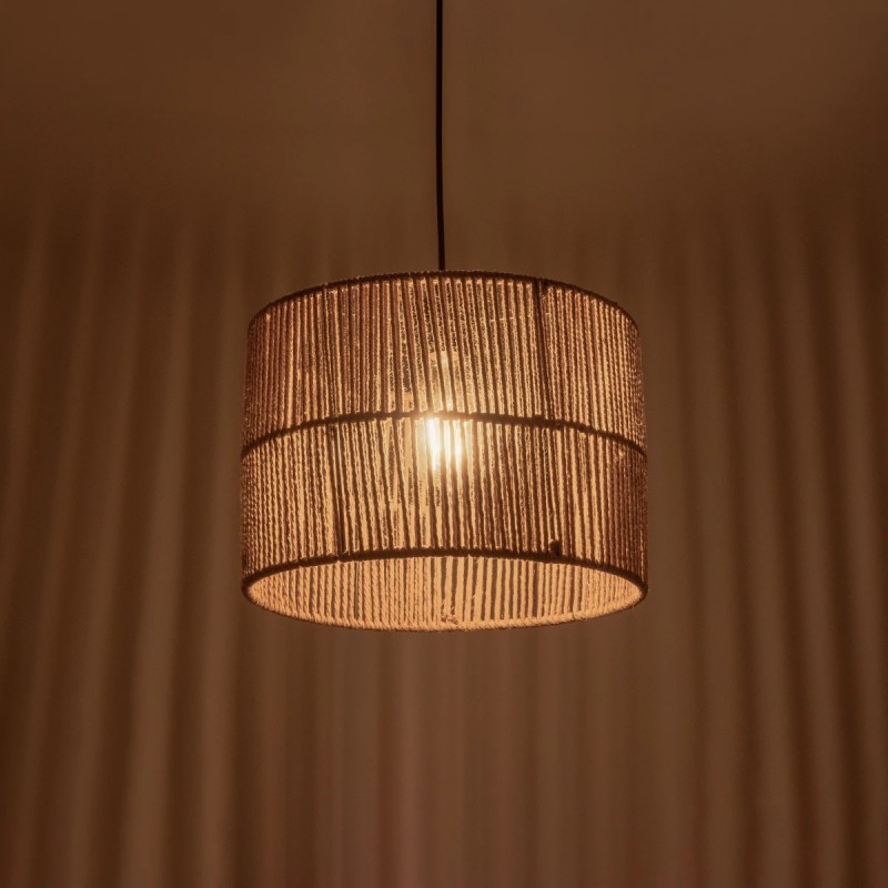 GLOBOSTAR® SAFA 205-0085 Boho Κρεμαστό Φωτιστικό Οροφής με Ντουί 1 x E27 AC 220-240V IP20 - Μπεζ - M30 x Π30 x Υ26cm