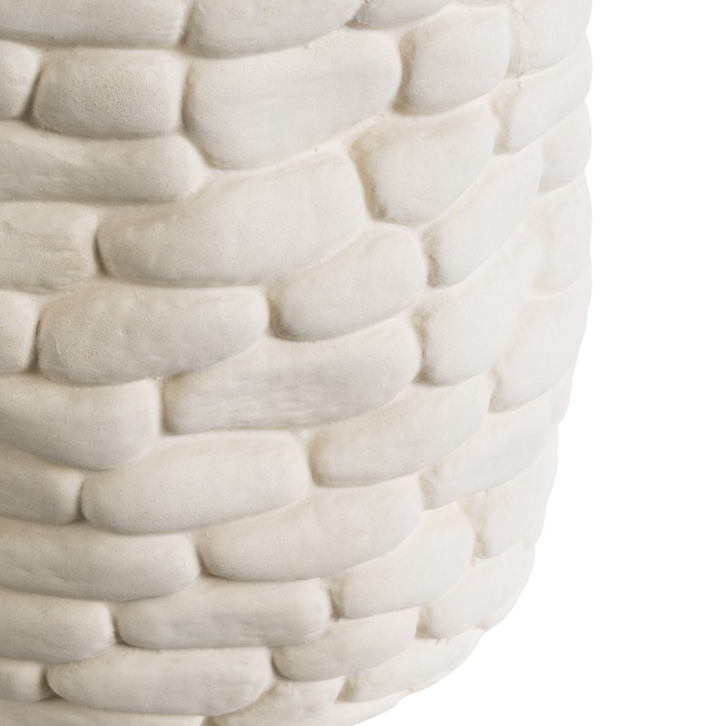 GloboStar® Artificial Garden UBUD 20512 Διακοσμητικό Κεραμικό Κασπώ Γλάστρα - Flower Pot Λευκό Φ15.5 x Υ15cm