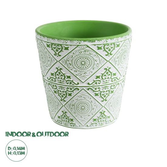 GloboStar® Artificial Garden ASWAN 20515 Διακοσμητικό Κεραμικό Κασπώ Γλάστρα - Flower Pot Λευκό με Πράσινο Φ14 x Υ13cm GloboStar® Artificial Garden ASWAN 20515 Διακοσμητικό Κεραμικό Κασπώ Γλάστρα - Flower Pot Λευκό με Πράσινο Φ14 x Υ13cm