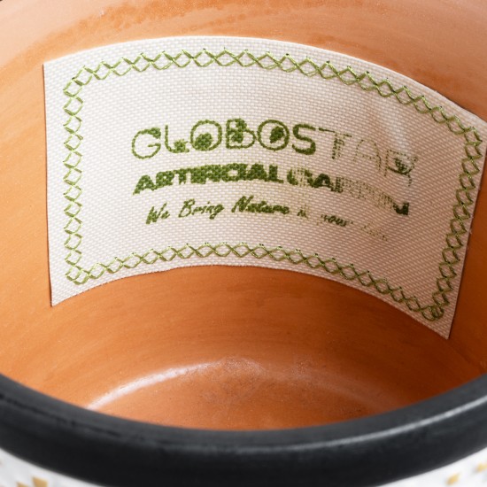 GloboStar® Artificial Garden VARANASI 20524 Διακοσμητικό Κεραμικό Κασπώ Γλάστρα - Flower Pot Χρυσό με Λευκό και Μαύρο Φ14.5 x Υ13cm GloboStar® Artificial Garden VARANASI 20524 Διακοσμητικό Κεραμικό Κασπώ Γλάστρα - Flower Pot Χρυσό με Λευκό και Μαύρο Φ14.5 x Υ13cm