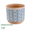 GloboStar® Artificial Garden KOLKATA 20525 Διακοσμητικό Κεραμικό Κασπώ Γλάστρα - Flower Pot Λευκό με Μπλε και Μπεζ Φ14.5 x Υ13cm