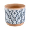 GloboStar® Artificial Garden KOLKATA 20525 Διακοσμητικό Κεραμικό Κασπώ Γλάστρα - Flower Pot Λευκό με Μπλε και Μπεζ Φ14.5 x Υ13cm