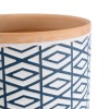 GloboStar® Artificial Garden KOLKATA 20525 Διακοσμητικό Κεραμικό Κασπώ Γλάστρα - Flower Pot Λευκό με Μπλε και Μπεζ Φ14.5 x Υ13cm