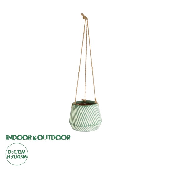 GloboStar® Artificial Garden BUBASTIS 20527 Κρεμαστό Διακοσμητικό Κεραμικό Κασπώ Γλάστρα - Flower Pot Λευκό με Πράσινο Φ13 x Υ10.5cm GloboStar® Artificial Garden BUBASTIS 20527 Κρεμαστό Διακοσμητικό Κεραμικό Κασπώ Γλάστρα - Flower Pot Λευκό με Πράσινο Φ13 x Υ10.5cm
