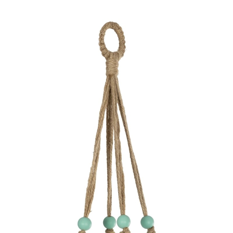 GloboStar® Artificial Garden PUEBLO 20532 Διακοσμητική Κεραμική Γλάστρα Λευκή με Μακραμέ Μ13 x Π13 x Υ12 cm