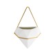 GloboStar® Artificial Garden LOUVRE 20533 Διακοσμητικό Κεραμικό Κασπώ Γλάστρα - Flower Pot Λευκό με Χρυσό Μ15 x Π8 x Υ24cm