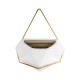 GloboStar® Artificial Garden LOUVRE 20534 Διακοσμητικό Κεραμικό Κασπώ Γλάστρα - Flower Pot Λευκό με Χρυσό Μ20 x Π10.5 x Υ30cm