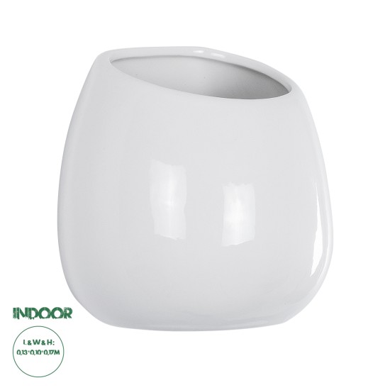 GloboStar® Artificial Garden GRENADA 20537 Διακοσμητική Κεραμική Γλάστρα Λευκή Φ12 x Υ13 GloboStar® Artificial Garden GRENADA 20537 Διακοσμητικό Κεραμική Γλάστρα Λευκή Φ12 x Υ13