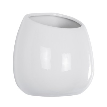 GloboStar® Artificial Garden GRENADA 20537 Διακοσμητική Κεραμική Γλάστρα Λευκή Φ12 x Υ13