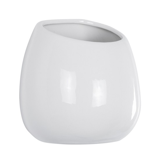 GloboStar® Artificial Garden GRENADA 20537 Διακοσμητική Κεραμική Γλάστρα Λευκή Φ12 x Υ13 GloboStar® Artificial Garden GRENADA 20537 Διακοσμητικό Κεραμική Γλάστρα Λευκή Φ12 x Υ13