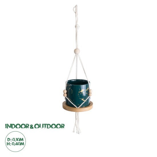 GloboStar® Artificial Garden TALLINN 20546 Κρεμαστό Διακοσμητικό Κεραμικό Κασπώ Γλάστρα - Flower Pot Πράσινο με Χρυσές Λεπτομέρειες και Μπεζ Ξύλινη Βάση Φ10 x Υ40cm GloboStar® Artificial Garden TALLINN 20546 Κρεμαστό Διακοσμητικό Κεραμικό Κασπώ Γλάστρα - Flower Pot Πράσινο με Χρυσές Λεπτομέρειες και Μπεζ Ξύλινη Βάση Φ10 x Υ40cm
