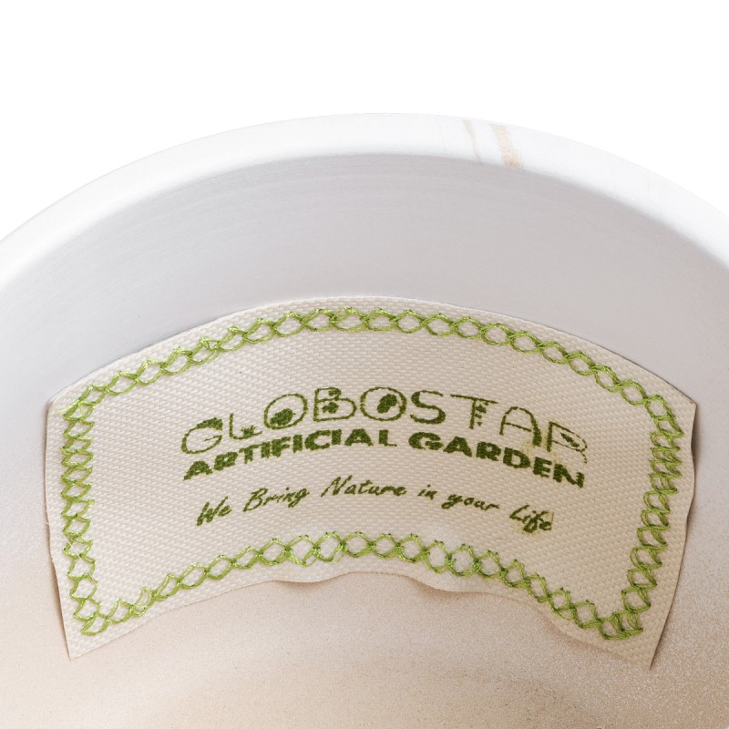 GloboStar® Artificial Garden NICE 20550 Διακοσμητικό Κεραμικό Κασπώ Γλάστρα - Flower Pot Λευκό με Χρυσές Λεπτομέρειες Φ15 x Υ12cm