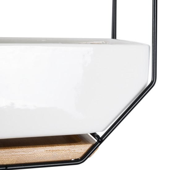 GloboStar® Artificial Garden BIANCO 20557 Διακοσμητικό Κεραμικό Κασπώ Γλάστρα - Flower Pot Λευκό με Μαύρο Μεταλλικό Πλέγμα και Καφέ Ξύλινη Βάση Μ18 x Π10 x Υ18cm GloboStar® Artificial Garden BIANCO 20557 Διακοσμητικό Κεραμικό Κασπώ Γλάστρα - Flower Pot Λευκό με Μαύρο Μεταλλικό Πλέγμα και Καφέ Ξύλινη Βάση Μ18 x Π10 x Υ18cm