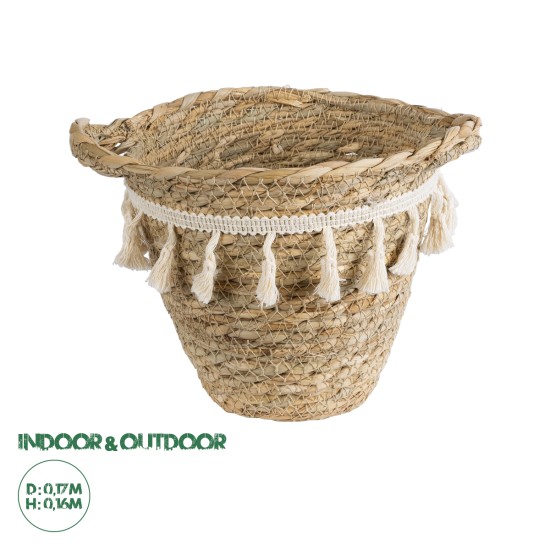 GloboStar® Artificial Garden SANTORINI 20572 Διακοσμητικό Πλεκτό Κασπώ Γλάστρα - Flower Pot Μπεζ με Λευκό Φ17 x Υ16cm GloboStar® Artificial Garden SANTORINI 20572 Διακοσμητικό Πλεκτό Κασπώ Γλάστρα - Flower Pot Μπεζ με Λευκό Φ17 x Υ16cm