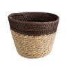 GloboStar® Artificial Garden LEFKADA 20574 Διακοσμητικό Πλεκτό Κασπώ Γλάστρα - Flower Pot Μπεζ με Καφέ Φ18 x Υ15cm